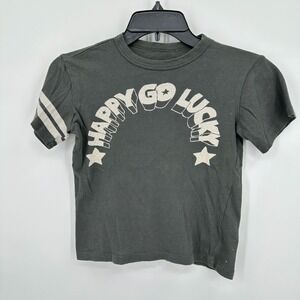 Chaser Happy Go Lucky‎ Tshirt Kids Size 7 Gray Green Lightweight Indie Boho